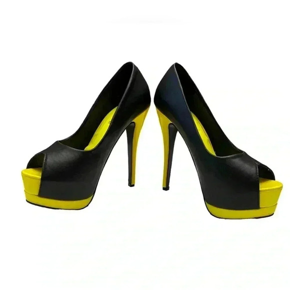 NWOT Wu Ning, Black & Yellow High-Heel Pole Dance Shoes, 39 👠 - Picture 3 of 9